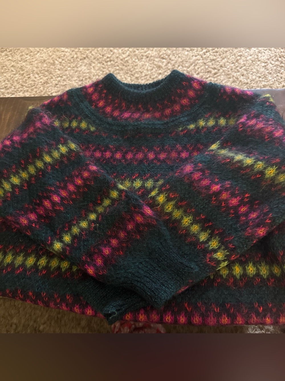 Women’s vintage united color Benetton Fair Isle Wool Crewneck Sweater MCM large
